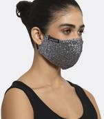 3-Ply Black & Silver Sequinned Polycotton Designer Mask