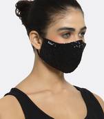 Anekaant 3-Ply Black Sequinned Polycotton Designer Mask