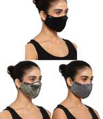 Anekaant 3-Ply Black Sequinned Polycotton Designer Mask (Pack of 3)