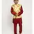 Boys Maroon and Yellow Silk Kurta with Churidar & Satin Printed Nehru jacket Set