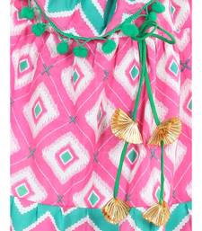 BownBee Printed Cotton Frock Dress for Girls-Pink