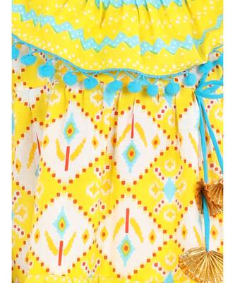 BownBee Printed Cotton Frock Dress for Girls-Yellow 2