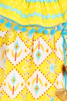 BownBee Printed Cotton Frock Dress for Girls-Yellow