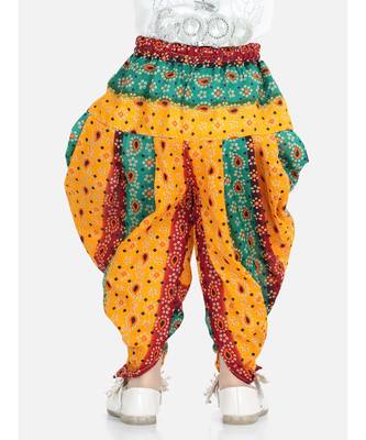BownBee Printed Cotton Dhoti for Girls- Blue 1