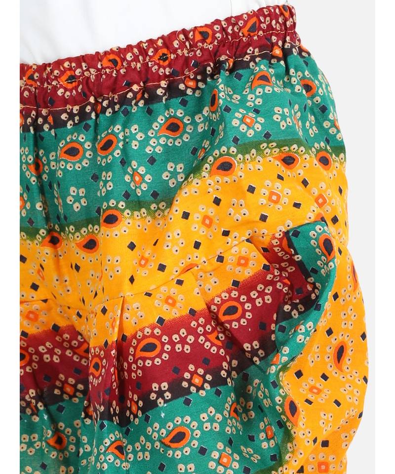BownBee Printed Cotton Dhoti for Girls- Blue