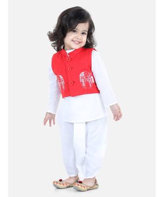 BownBee Front Open Embroidered Kurta Dhoti for Boys- Red 2