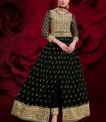 Black embroidered georgette salwar kameez