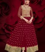 Red embroidered georgette salwar kameez