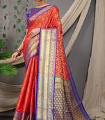 RED Colour Faux kanchipuram Handloom Weaving Silk Saree