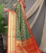  GREEN Colour Faux kanchipuram Handloom Weaving Silk Saree