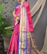 PINK Colour Faux kanchipuram Handloom Weaving Silk Saree