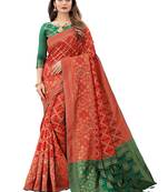 Red Cotton Silk Blend Saree