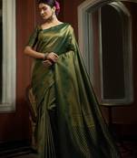 Dark Kanjeevaram Woven Silk Blend Saree