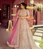Baby pink embroidered silk semi stitched lehenga