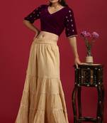 Janasya Women's Purple Velvet Stitched Blouse