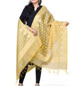 Naveera Women's Light Beige Cotton Chanderi Banarasi Dupatta