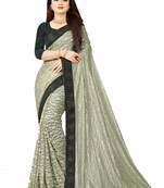 Green embroidered net saree with blouse