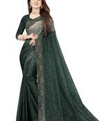 Grey embroidered net saree with blouse
