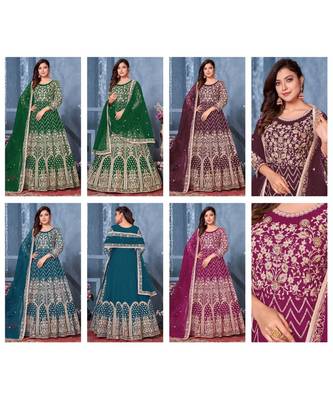 Party Wear Semi stiched Salwar Suit (Set Of 4) 1