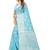 Leeza Store Women's Tissue Silk Blue Jacqaurd Woven Silver Zari Floral saree