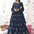 Navy blue embroidered net salwar