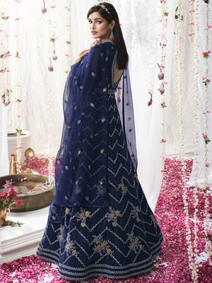 Navy blue embroidered net salwar 2
