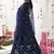 Navy blue embroidered net salwar