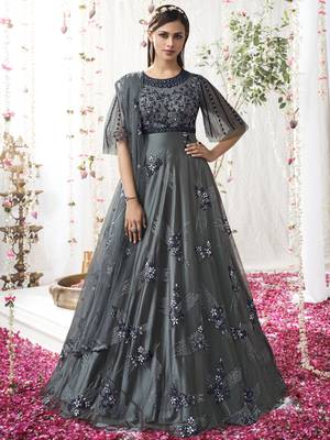 Grey embroidered net salwar 1