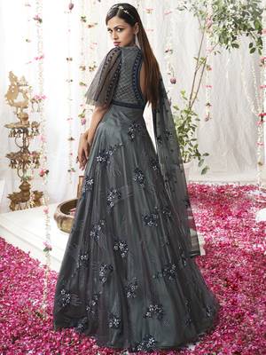 Grey embroidered net salwar 2