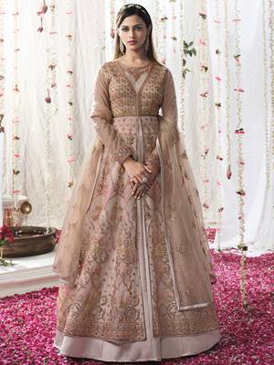 Pink embroidered net salwar 1
