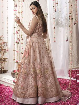 Pink embroidered net salwar 2