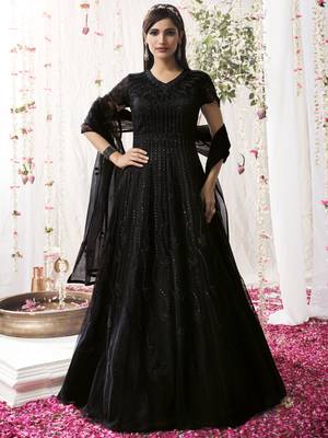 Black embroidered net salwar 1