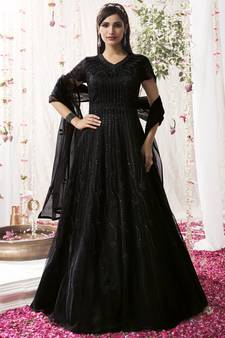 Black embroidered net salwar