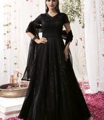 Black embroidered net salwar