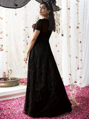 Black embroidered net salwar 3