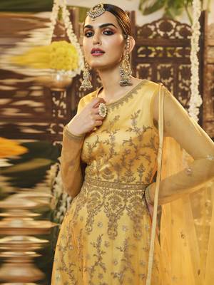 Yellow embroidered net salwar 3