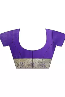 Blue woven satin saree with blouse