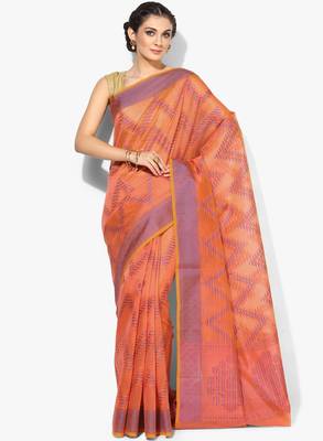 Orange woven art silk sarees saree with blouse 1