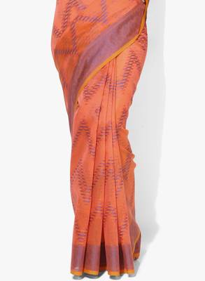 Orange woven art silk sarees saree with blouse 3