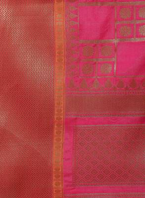 Pink woven art silk sarees saree with blouse 5