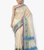 Beige woven art silk sarees saree with blouse
