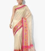 Beige woven art silk sarees saree with blouse