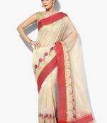 Beige woven art silk sarees saree with blouse