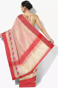 Beige woven art silk sarees saree with blouse