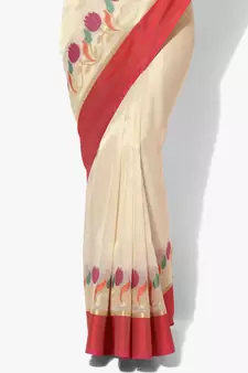 Beige woven art silk sarees saree with blouse