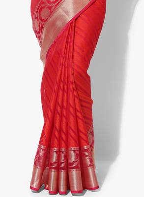 Red woven art silk sarees saree with blouse 3