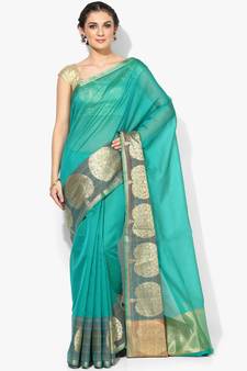 Green woven art silk sarees saree with blouse