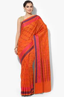 Orange woven art silk sarees saree with blouse