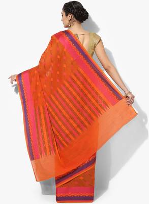 Orange woven art silk sarees saree with blouse 2