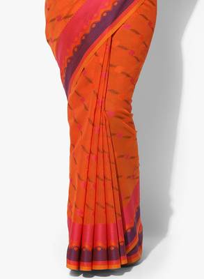 Orange woven art silk sarees saree with blouse 3